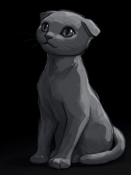 sref5 スコティッシュフォールド子猫 黒背景