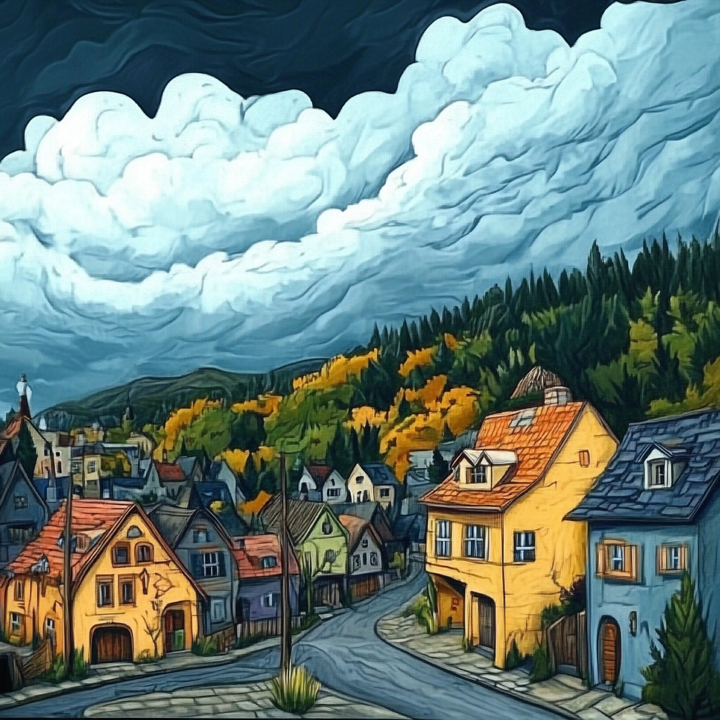 sref 498 | a town