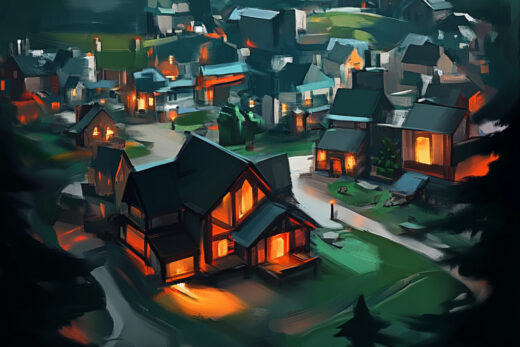sref 616 | a town