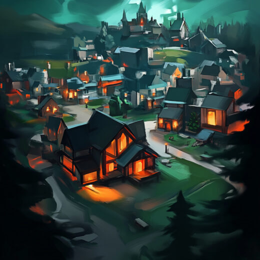 sref 616 | a town