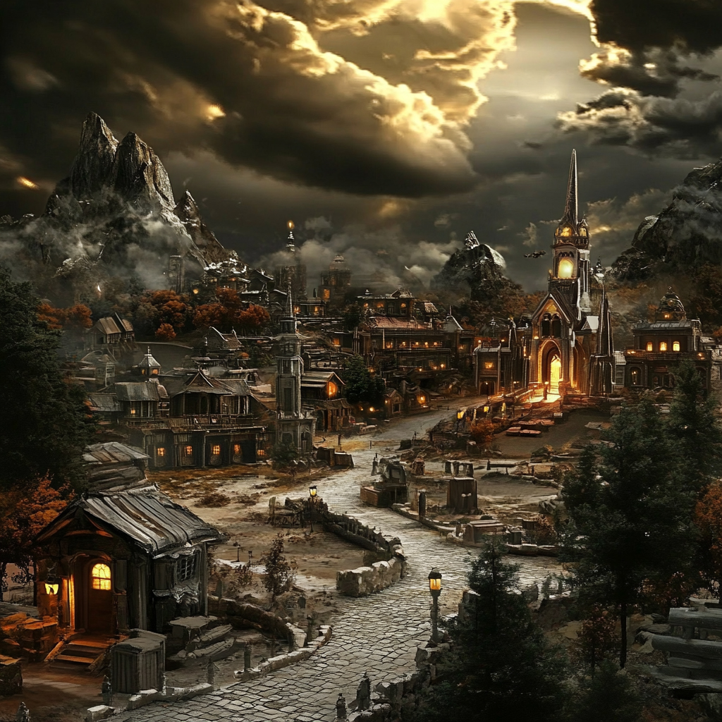 sref 622 | a town