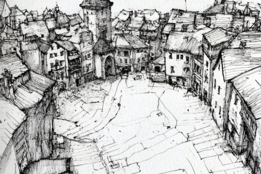 sref 709 | a town