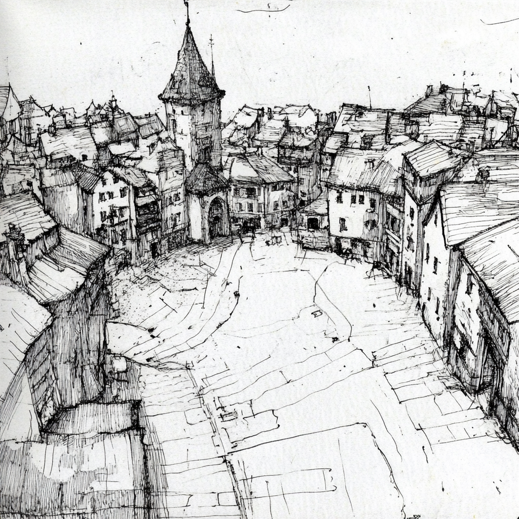 sref 709 | a town