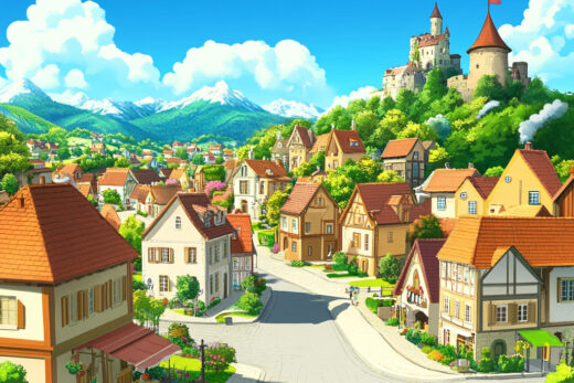 sref 719 | a town