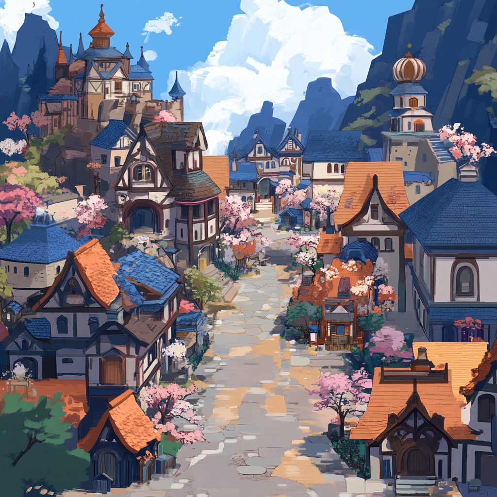 sref 722 | a town