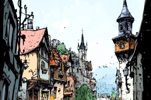 sref 736 | a town