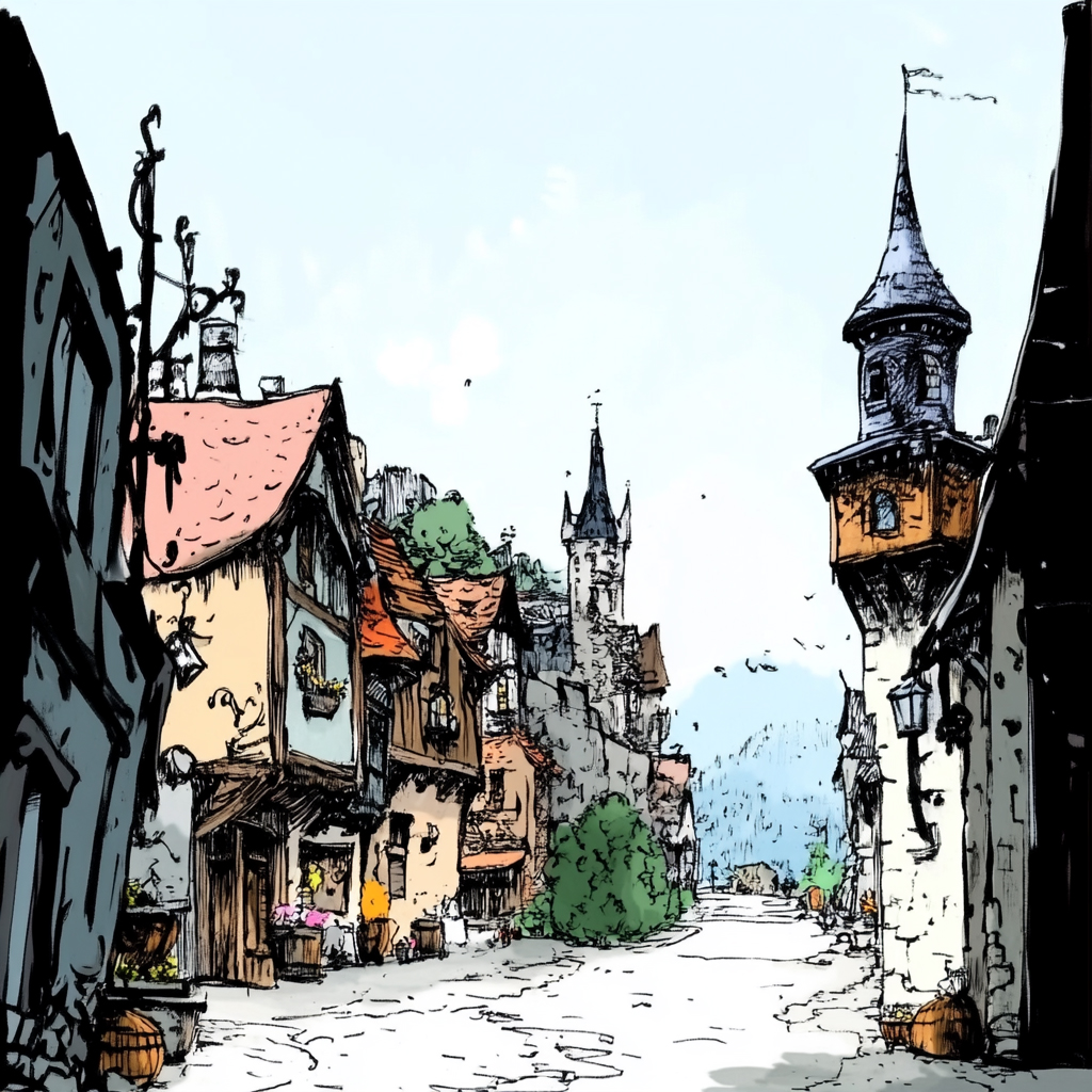 sref 736 | a town