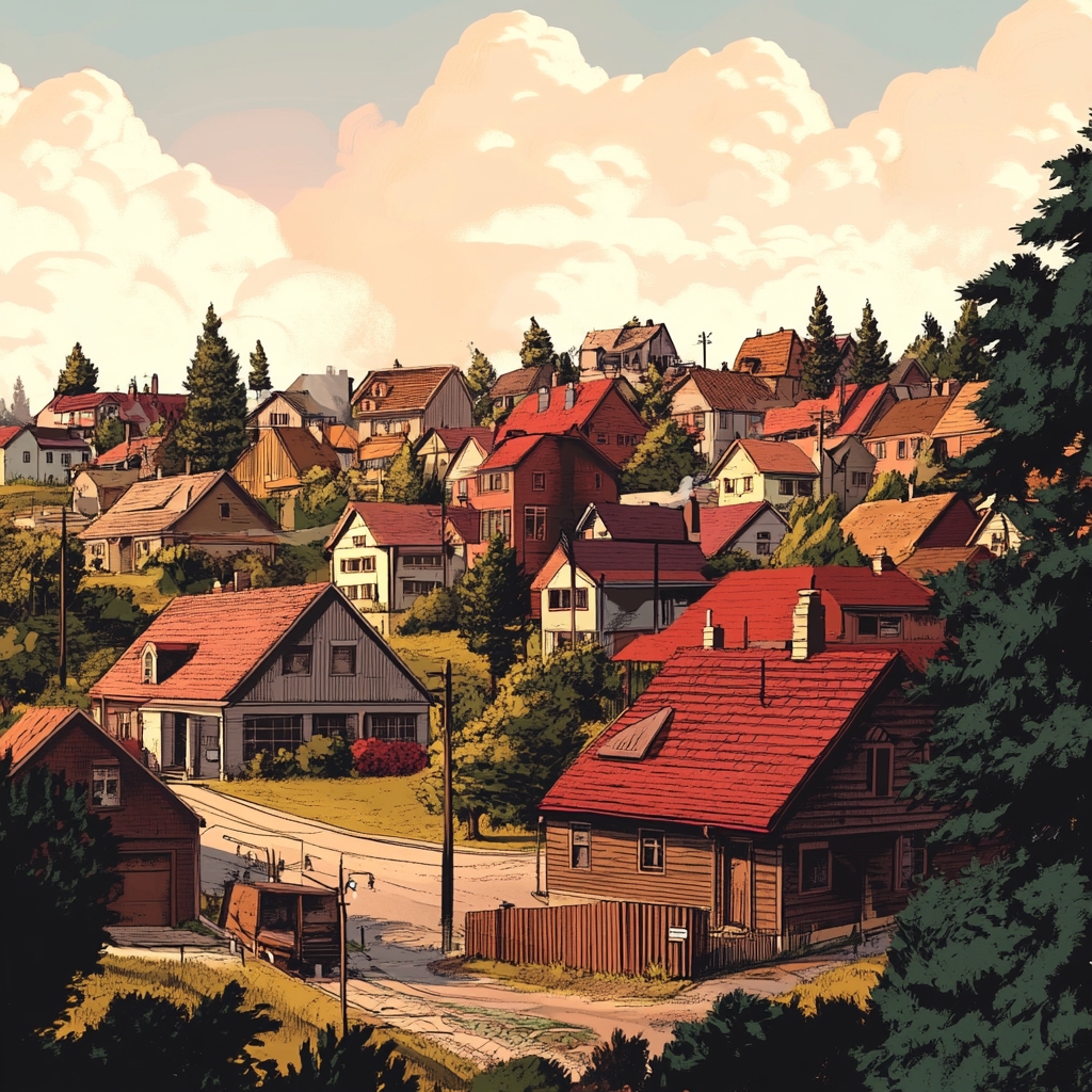 sref 833 | a town